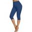 Pantalon capri taille haute élastique de couleur unie, leggings courts de yoga skinny décontractés - Bleu de Minuit S | US 4