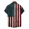 Chemise homme à rayures étoilées et motif aigle pour le jour de l'indépendance, avec éléments du drapeau américain, à manches courtes et boutons retroussables, style patriotique - multicolor 5XL
