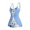 Débardeur col en V sans manches à imprimé floral et feuilles, col en V, 2 en 1 - Bleu Ciel S | US 4