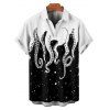 Chemise de Vacances à Manches Courtes à Imprimé Pieuvre et Galaxie - Noir 2XL
