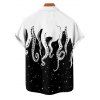 Chemise de Vacances à Manches Courtes à Imprimé Pieuvre et Galaxie - Noir 2XL
