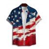 Chemise à manches courtes boutonnée et retroussée pour homme, motif étoiles et rayures, motif drapeau américain, pour le jour de l'indépendance - multicolor 5XL