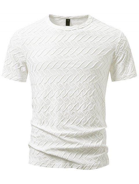 T-shirt décontracté à manches courtes et col rond pour homme, couleur unie, imprimé texturé, été