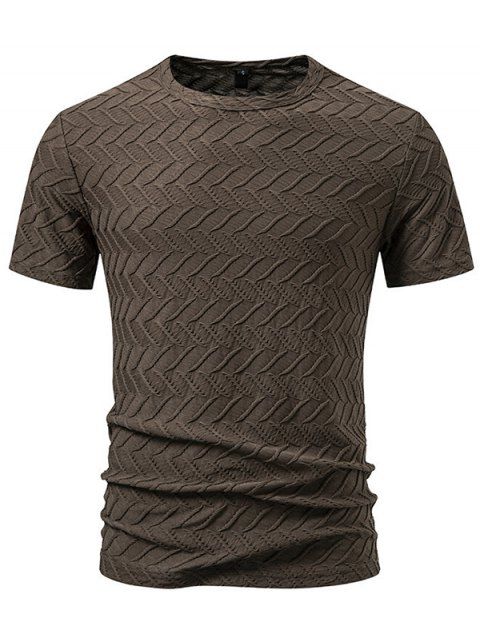 T-shirt décontracté à manches courtes et col rond pour homme, couleur unie, imprimé texturé, été