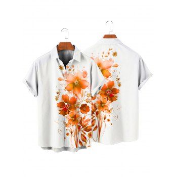 Vacation Couple Outfit Watercolor Leaf Floral Print Spaghetti Strap A Line Long Dress and Roll Up Sleeve Button Up Shirt Matching Outfit