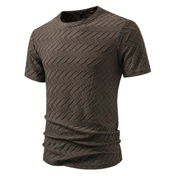 Men's Solid Color Textured Printed Casual T Shirt Round Neck Short Sleeve Summer Tee