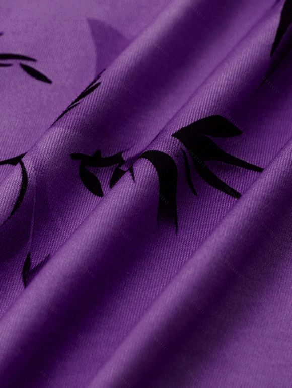 Vacation Couple Outfit Floral Leaf Pattern Contrast Color Surplice A Line Belt Dress and Roll Up Sleeve Shirt Casual Matching Outfit - Concorde S | US 4