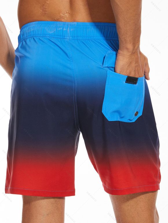 Short de plage ombré pour homme avec cordon de serrage et poche intérieure, taille élastique - multicolor A XXL