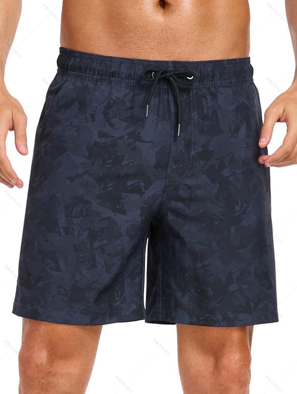 Short de plage imprimé pour homme avec cordon de serrage et poche intérieure, taille élastique - Noir XL