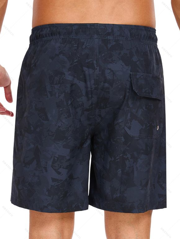 Short de plage imprimé pour homme avec cordon de serrage et poche intérieure, taille élastique - Noir XL