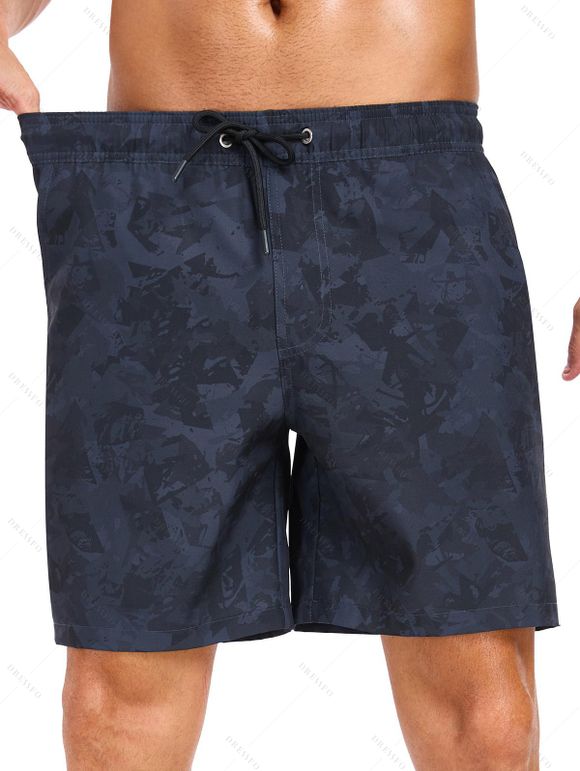 Short de plage imprimé pour homme avec cordon de serrage et poche intérieure, taille élastique - Noir XL