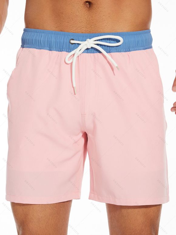 Short de plage pour homme avec cordon de serrage et poche intérieure, taille élastique - Rose clair XXXL