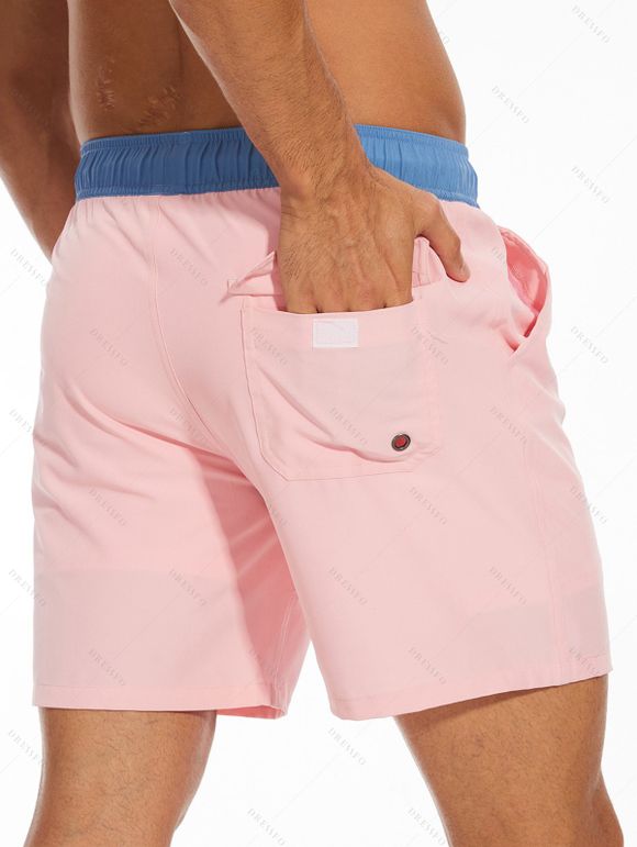Short de plage pour homme avec cordon de serrage et poche intérieure, taille élastique - Rose clair XXXL