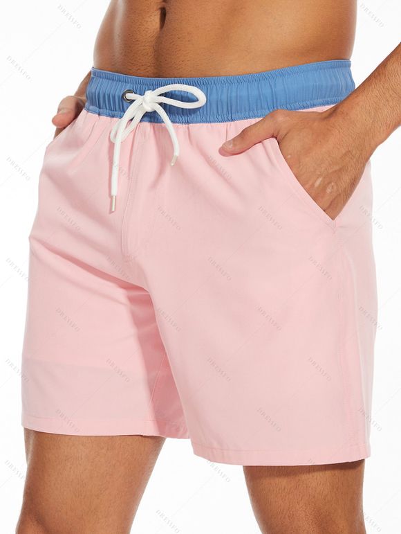 Short de plage pour homme avec cordon de serrage et poche intérieure, taille élastique - Rose clair XXXL