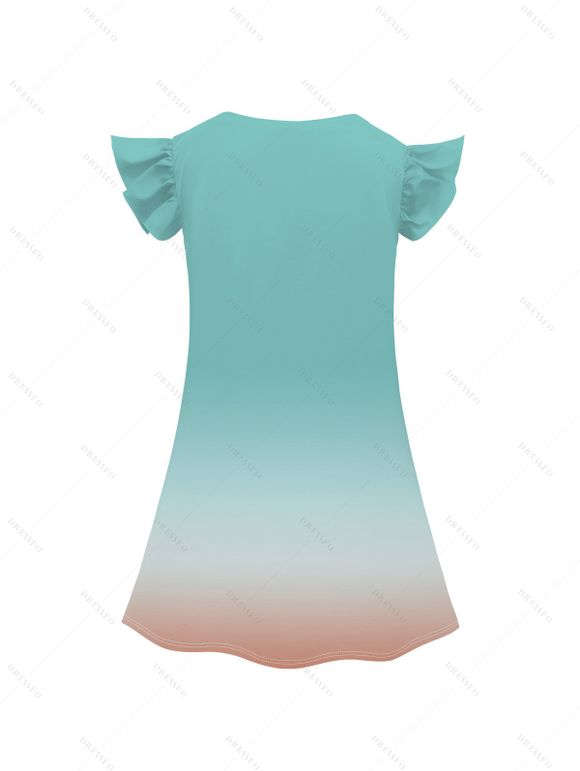 Family Outfit Ombre Palm Tree Print Spaghetti Strap Dress and Shirt Drawstring Shorts Vacation Outfit - Vert clair S | US 4