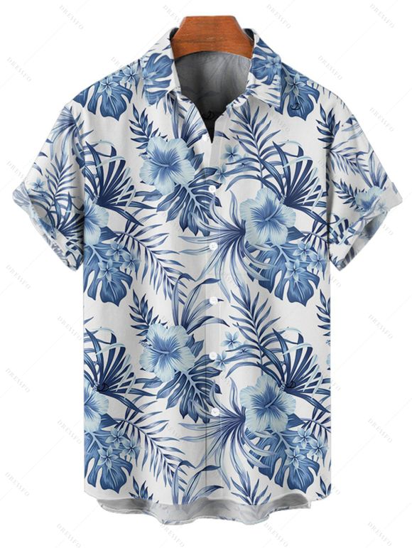 Family Outfits Holiday Hibiscus Print Dress for Women with Matching Shirts, Shorts and Shirts for Boys - Bleu profond S | US 4