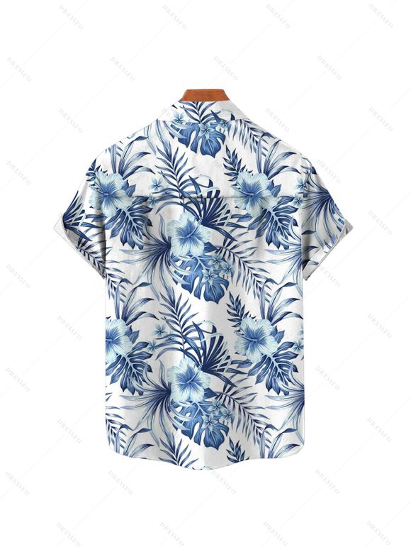 Family Outfits Holiday Hibiscus Print Dress for Women with Matching Shirts, Shorts and Shirts for Boys - Bleu profond S | US 4