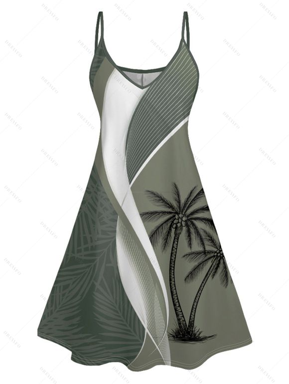 Holiday coconut palm print dress for women with matching shirts, shorts and shirts for boys Family Sets - Vert clair S | US 4