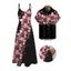 Vacation Couple Outfit Dots Floral Pattern Spaghetti Strap A Line Tank Dress and Roll Up Sleeve Shirt Matching Outfit - Noir S | US 4
