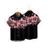 Vacation Couple Outfit Dots Floral Pattern Spaghetti Strap A Line Tank Dress and Roll Up Sleeve Shirt Matching Outfit - Rose clair S | US 4