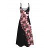 Vacation Couple Outfit Dots Floral Pattern Spaghetti Strap A Line Tank Dress and Roll Up Sleeve Shirt Matching Outfit - Rose clair S | US 4