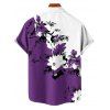 Chemise de vacances à motif floral et feuilles pour homme, couleur contrastée, à manches courtes retroussables et boutonnée, décontractée - Concorde 5XL