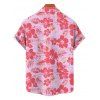 Chemise de vacances à imprimé feuilles d'hibiscus, chemise boutonnée à manches courtes - Rose clair 5XL
