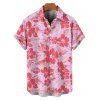 Chemise de vacances à imprimé feuilles d'hibiscus, chemise boutonnée à manches courtes - Rose clair 5XL