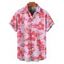 Chemise de vacances à imprimé feuilles d'hibiscus, chemise boutonnée à manches courtes - Rose clair 5XL