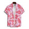 Chemise de vacances à imprimé feuilles d'hibiscus, chemise boutonnée à manches courtes - Rose clair 5XL