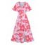 Robe mi-longue à imprimé floral cocotier, col en V, ourlet fendu, manches flottantes, pour les vacances - Bleu de Minuit M | US 6
