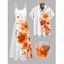 Vacation Couple Outfit Watercolor Leaf Floral Print Spaghetti Strap A Line Long Dress and Roll Up Sleeve Button Up Shirt Matching Outfit - Blanc S | US 4