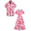 Tropical Print V Neck Split Hem Flutter Sleeve Vacation Dress And Short Sleeve Shirt Matching Outfit - Rose clair S | US 4