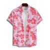 Tropical Print V Neck Split Hem Flutter Sleeve Vacation Dress And Short Sleeve Shirt Matching Outfit - Rose clair S | US 4