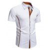 Chemise boutonnée de couleur contrastée pour homme, col rabattu, manches courtes, décontractée - Blanc XXL | US 12