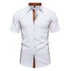 Chemise boutonnée de couleur contrastée pour homme, col rabattu, manches courtes, décontractée - Blanc XXL | US 12