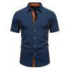 Chemise boutonnée de couleur contrastée pour homme, col rabattu, manches courtes, décontractée - Bleu profond XXL | US 12