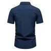 Chemise boutonnée de couleur contrastée pour homme, col rabattu, manches courtes, décontractée - Bleu profond XXL | US 12