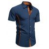 Chemise boutonnée de couleur contrastée pour homme, col rabattu, manches courtes, décontractée - Bleu profond XXL | US 12
