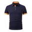 T-shirt à manches courtes et col rabattu pour homme, couleur contrastée, décontracté - Noir XXL | US 12