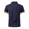 T-shirt à manches courtes et col rabattu pour homme, couleur contrastée, décontracté - Bleu profond XXL | US 12