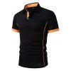 T-shirt à manches courtes et col rabattu pour homme, couleur contrastée, décontracté - Noir XXL | US 12