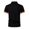T-shirt à manches courtes et col rabattu pour homme, couleur contrastée, décontracté - Noir XXL | US 12