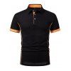 T-shirt à manches courtes et col rabattu pour homme, couleur contrastée, décontracté - Noir XXL | US 12