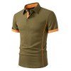 T-shirt à manches courtes et col rabattu pour homme, couleur contrastée, décontracté - multicolor A L | US 8