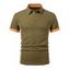 T-shirt à manches courtes et col rabattu pour homme, couleur contrastée, décontracté - Noir XXL | US 12