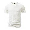 T-shirt décontracté à manches courtes et col rond pour homme, couleur unie, imprimé texturé, été - Blanc XXL | US 12