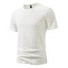 T-shirt décontracté à manches courtes et col rond pour homme, couleur unie, imprimé texturé, été - Blanc XXL | US 12
