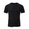 T-shirt décontracté à manches courtes et col rond pour homme, couleur unie, imprimé texturé, été - Noir XXL | US 12