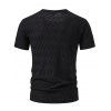 T-shirt décontracté à manches courtes et col rond pour homme, couleur unie, imprimé texturé, été - Noir XXL | US 12